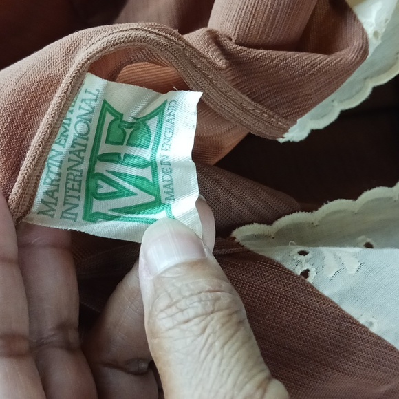 Vintage Martin Emprex 1970s brown full length 100% Nylon with lace Nightgown - Picture 8 of 10